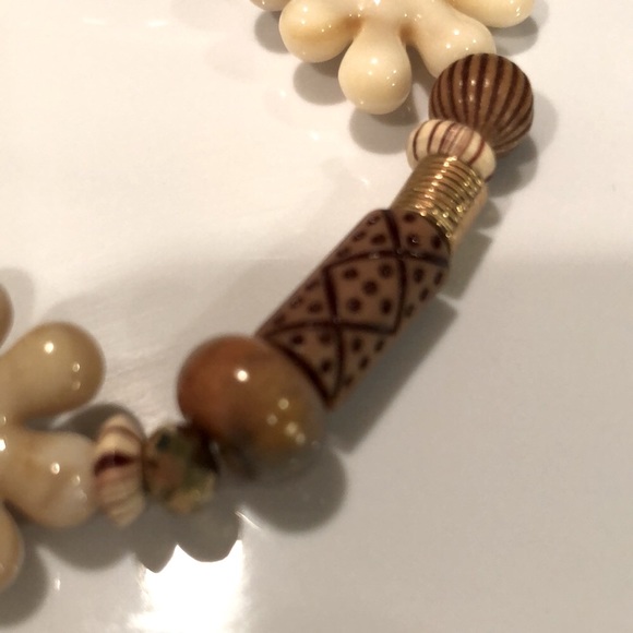 Stunning brown, gold & cream stretch bracelet w/Jasper stone - NEW in package - Picture 6 of 9